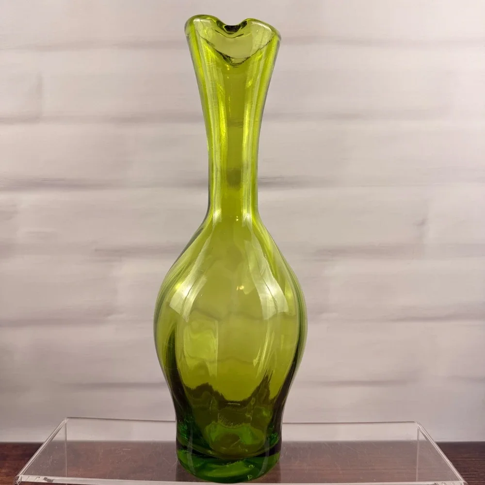 Blenko 64D Olive Green Glass Vase Joel Myers Mid Century
